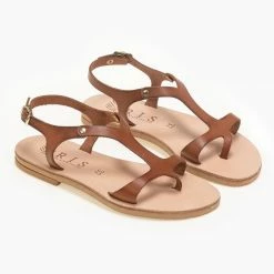 IRIS Basic δερμάτινα ίσια πέδιλα - Καφέ 14 IRIS Basic δερμάτινα ίσια πέδιλα - Καφέ -Σανδάλια κατάστημα basic dermatina isia pedila 90628 kg8z