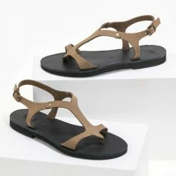 IRIS Basic δερμάτινα ίσια πέδιλα - Λαδί 7 IRIS Basic δερμάτινα ίσια πέδιλα - Λαδί -Σανδάλια κατάστημα basic dermatina isia pedila 90630 ah4k
