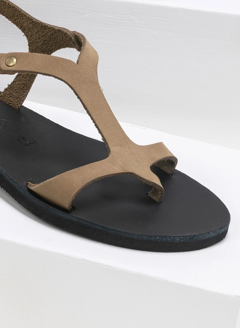 IRIS Basic δερμάτινα ίσια πέδιλα - Λαδί 5 IRIS Basic δερμάτινα ίσια πέδιλα - Λαδί - Image 3