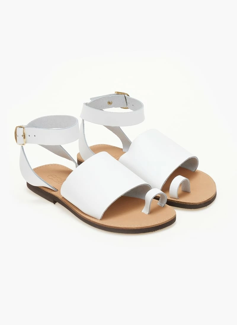 Δερμάτινα Estil φλατ πέδιλα με φαρδιά φάσα - Λευκό 6 Δερμάτινα Estil φλατ πέδιλα με φαρδιά φάσα - Λευκό - Image 4