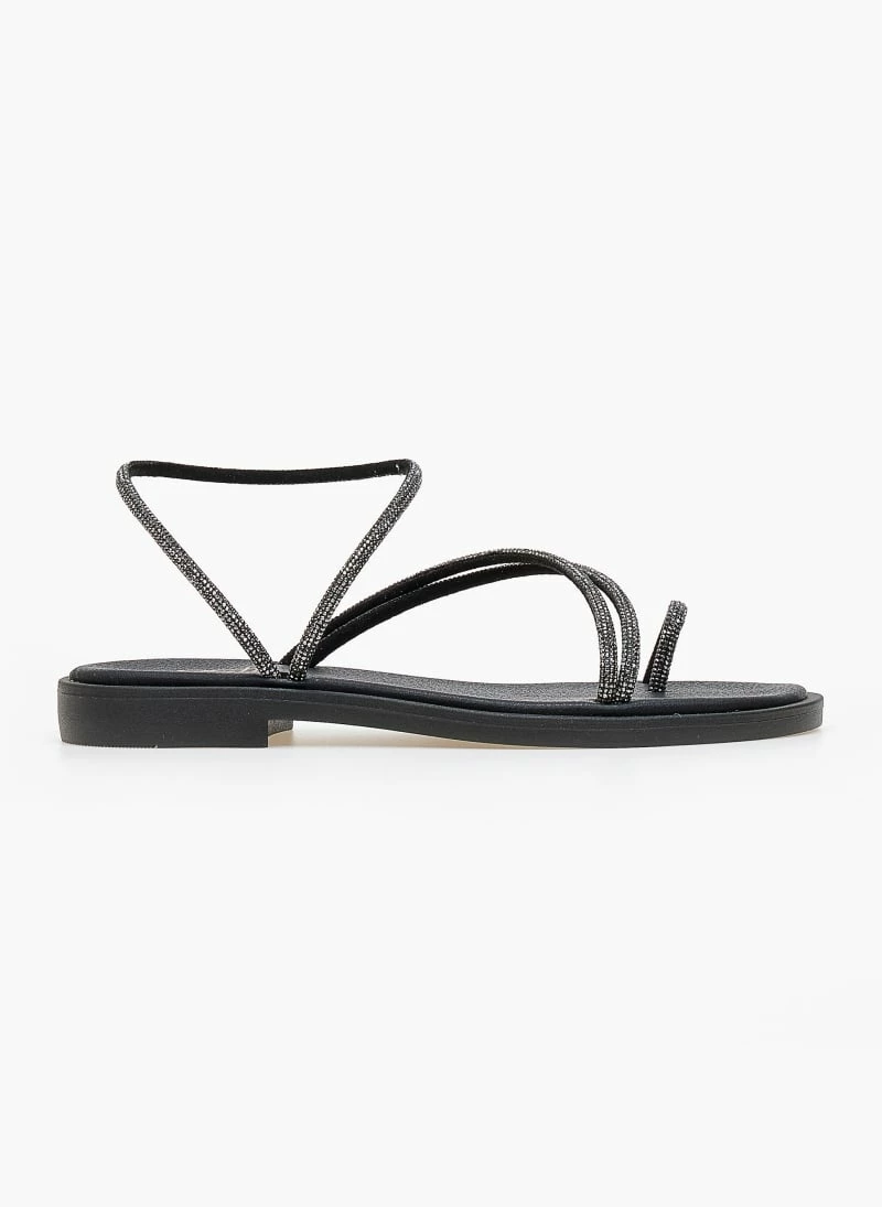 Σανδάλια Estil δερμάτινα με Strass λουράκια - Μαύρο 4 Σανδάλια Estil δερμάτινα με Strass λουράκια - Μαύρο - Image 2