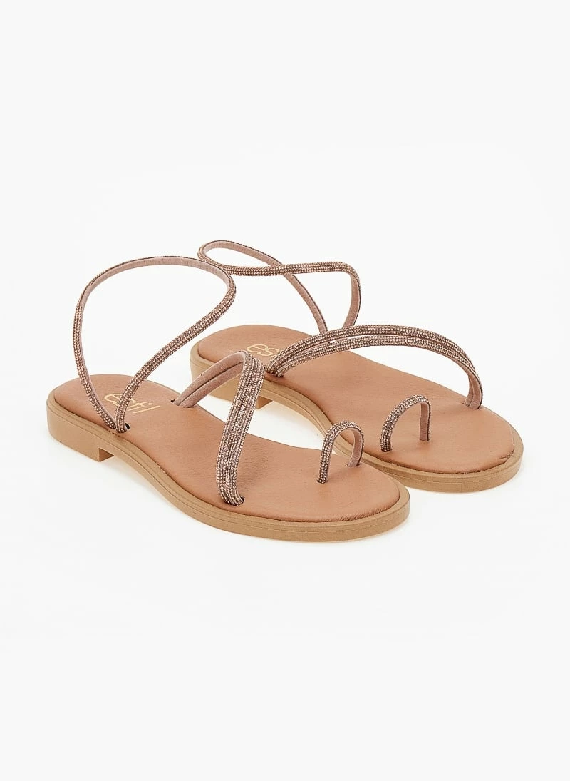 Σανδάλια Estil δερμάτινα με Strass λουράκια - Χαλκός 7 Σανδάλια Estil δερμάτινα με Strass λουράκια - Χαλκός - Image 5
