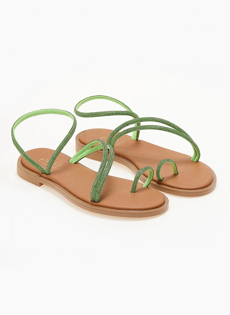 Σανδάλια Estil δερμάτινα με Strass λουράκια - Πράσινο 8 Σανδάλια Estil δερμάτινα με Strass λουράκια - Πράσινο - Image 6