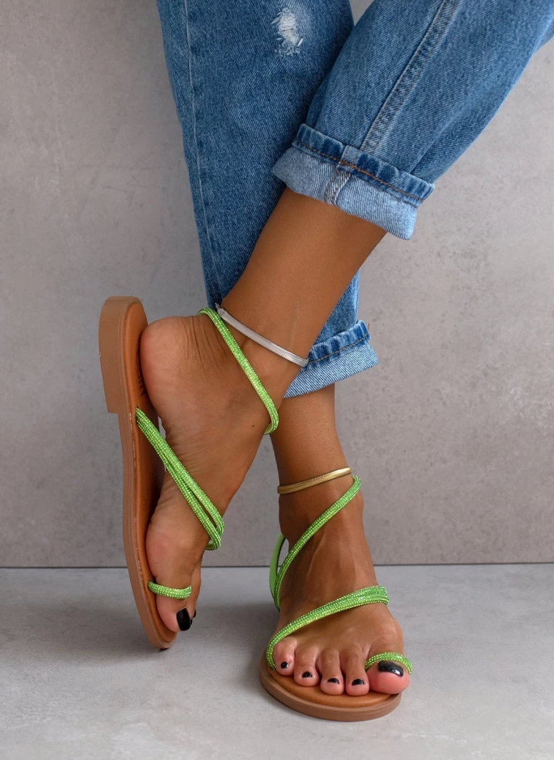 Σανδάλια Estil δερμάτινα με Strass λουράκια - Πράσινο 9 Σανδάλια Estil δερμάτινα με Strass λουράκια - Πράσινο - Image 7