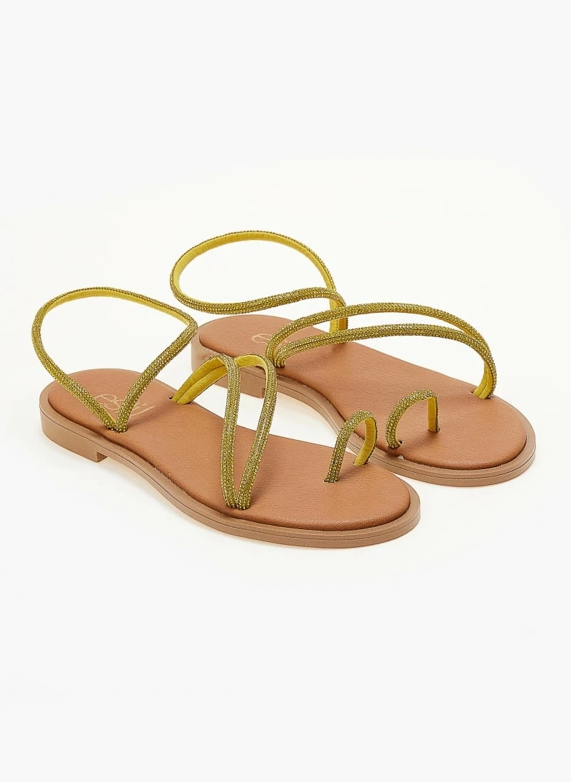 Σανδάλια Estil δερμάτινα με Strass λουράκια - Κίτρινο 7 Σανδάλια Estil δερμάτινα με Strass λουράκια - Κίτρινο - Image 5