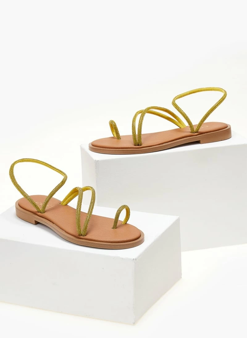 Σανδάλια Estil δερμάτινα με Strass λουράκια - Κίτρινο 4 Σανδάλια Estil δερμάτινα με Strass λουράκια - Κίτρινο - Image 2