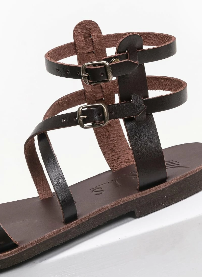 IRIS Σανδάλια δερμάτινα Gladiator με διπλό δέσιμο - Καφέ 5 IRIS Σανδάλια δερμάτινα Gladiator με διπλό δέσιμο - Καφέ - Image 3