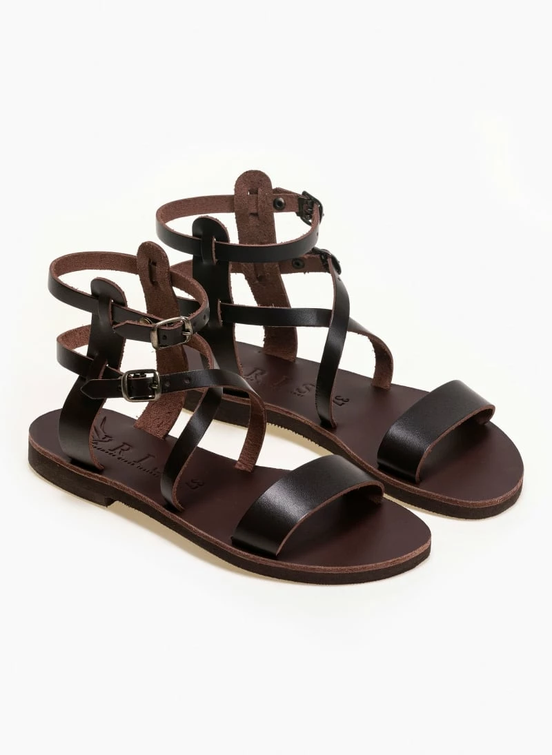 IRIS Σανδάλια δερμάτινα Gladiator με διπλό δέσιμο - Καφέ 3 IRIS Σανδάλια δερμάτινα Gladiator με διπλό δέσιμο - Καφέ