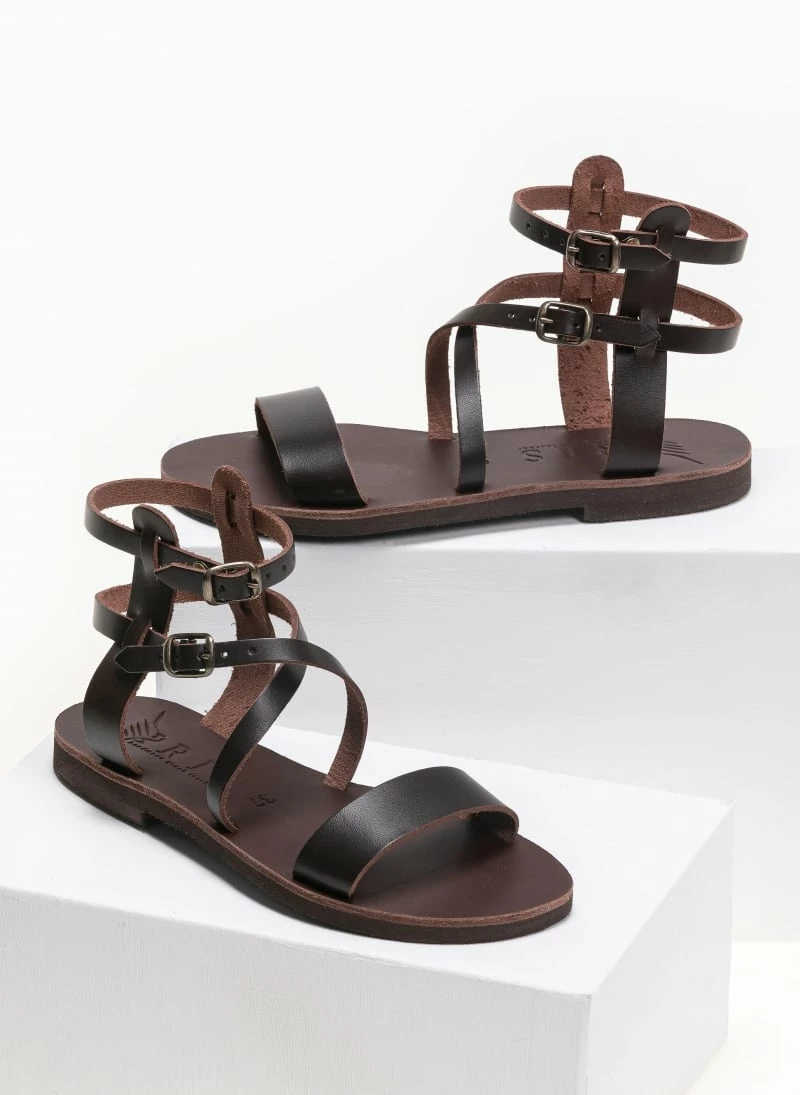 IRIS Σανδάλια δερμάτινα Gladiator με διπλό δέσιμο - Καφέ 4 IRIS Σανδάλια δερμάτινα Gladiator με διπλό δέσιμο - Καφέ - Image 2