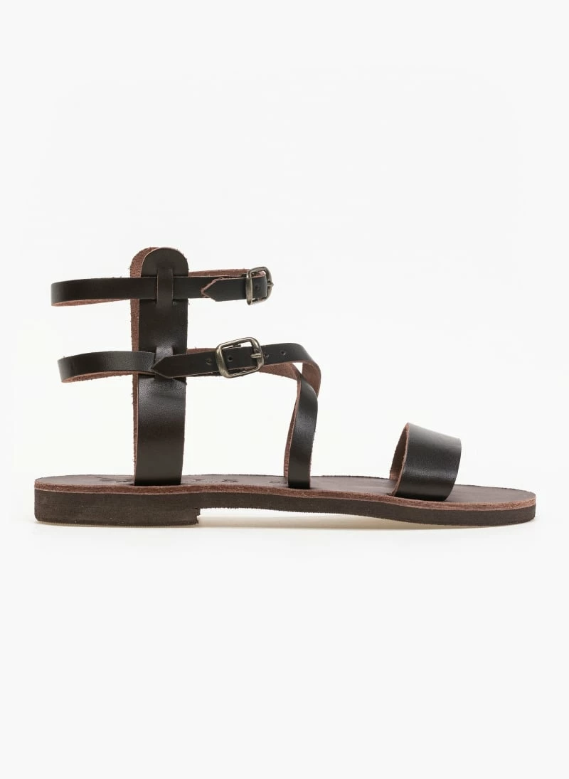 IRIS Σανδάλια δερμάτινα Gladiator με διπλό δέσιμο - Καφέ 6 IRIS Σανδάλια δερμάτινα Gladiator με διπλό δέσιμο - Καφέ - Image 4