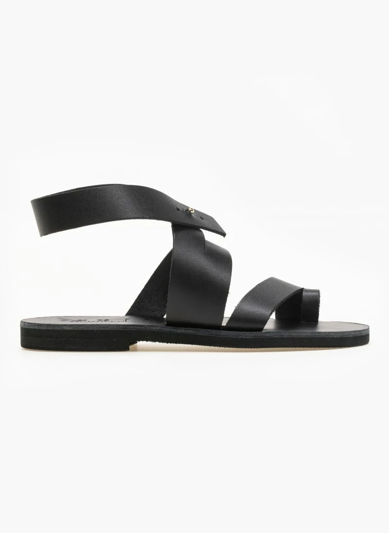 IRIS Πέδιλα δερμάτινα ίσια με ιδιαίτερο κούμπωμα - Μαύρο 8 IRIS Πέδιλα δερμάτινα ίσια με ιδιαίτερο κούμπωμα - Μαύρο - Image 6