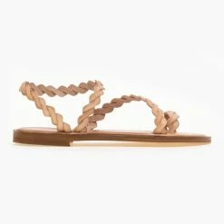 IRIS Πέδιλα ίσια δερμάτινα με περαστό λουράκι - Φυσικό -Σανδάλια κατάστημα dermatina isia pedila me perasto louraki 90685 f0jh