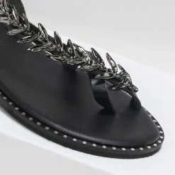 IRIS Πέδιλα δερμάτινα ίσια με σχέδιο φύλλα ελιάς - Μαύρο 11 IRIS Πέδιλα δερμάτινα ίσια με σχέδιο φύλλα ελιάς - Μαύρο -Σανδάλια κατάστημα dermatina isia pedila me sxedio fulla elias 90620 47y2