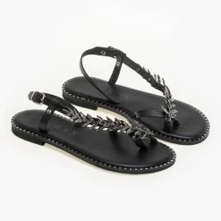 IRIS Πέδιλα δερμάτινα ίσια με σχέδιο φύλλα ελιάς - Μαύρο 14 IRIS Πέδιλα δερμάτινα ίσια με σχέδιο φύλλα ελιάς - Μαύρο -Σανδάλια κατάστημα dermatina isia pedila me sxedio fulla elias 90620 i99a