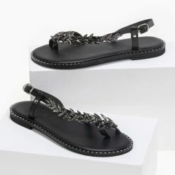 IRIS Πέδιλα δερμάτινα ίσια με σχέδιο φύλλα ελιάς - Μαύρο 10 IRIS Πέδιλα δερμάτινα ίσια με σχέδιο φύλλα ελιάς - Μαύρο -Σανδάλια κατάστημα dermatina isia pedila me sxedio fulla elias 90620 xa1y