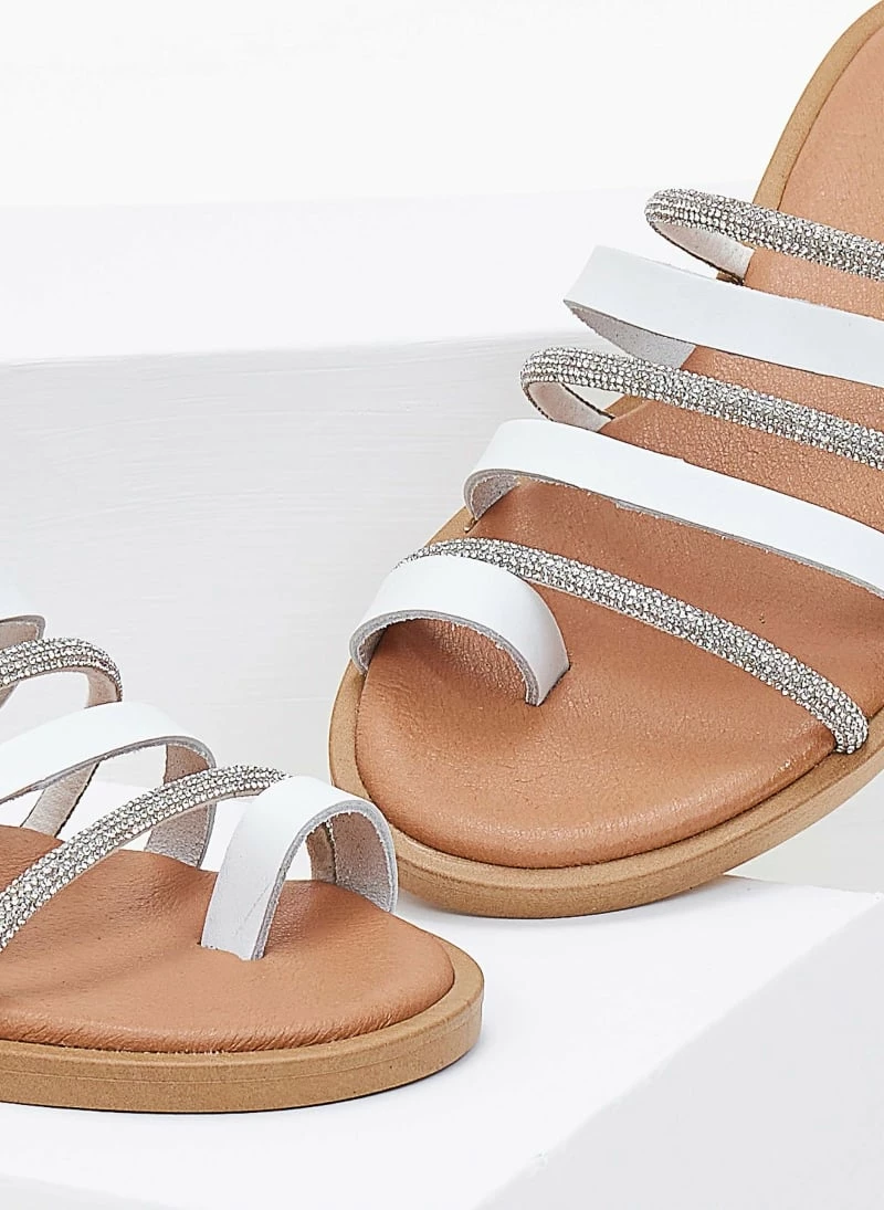 Δερμάτινα σανδάλια Estil με σειρές λουράκια - Λευκό 7 Δερμάτινα σανδάλια Estil με σειρές λουράκια - Λευκό - Image 5