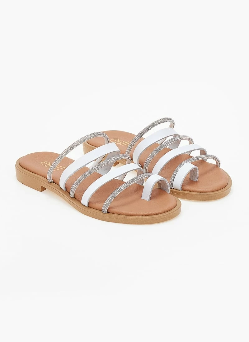 Δερμάτινα σανδάλια Estil με σειρές λουράκια - Λευκό 5 Δερμάτινα σανδάλια Estil με σειρές λουράκια - Λευκό - Image 3