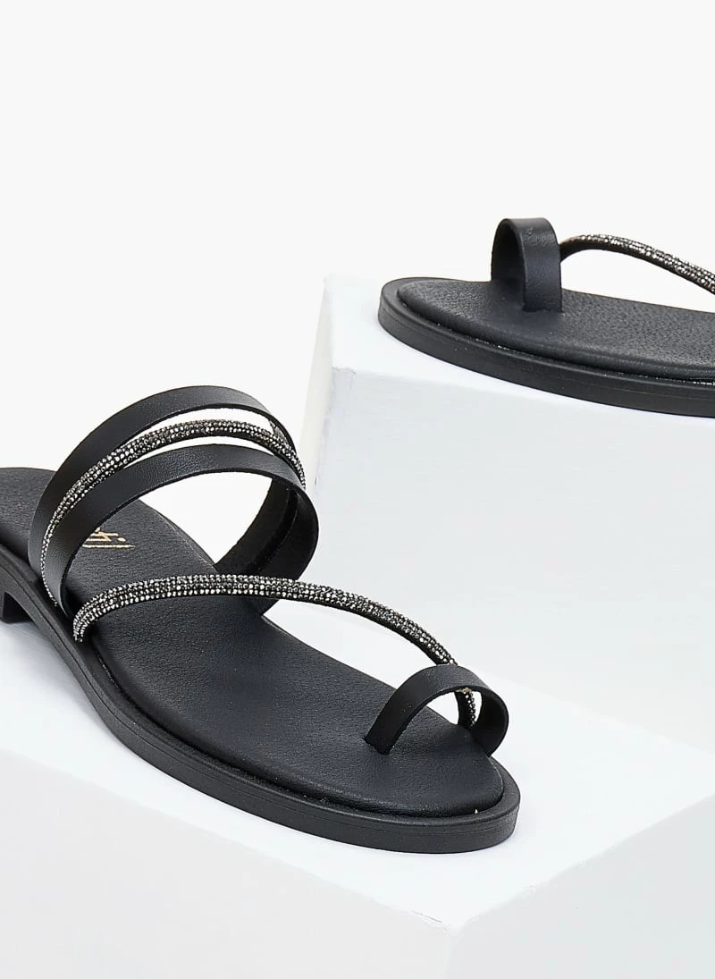 The Fashion Project Σανδάλια δερμάτινα Estil με Strass και λουράκια - Μαύρο 5 The Fashion Project Σανδάλια δερμάτινα Estil με Strass και λουράκια - Μαύρο - Image 3