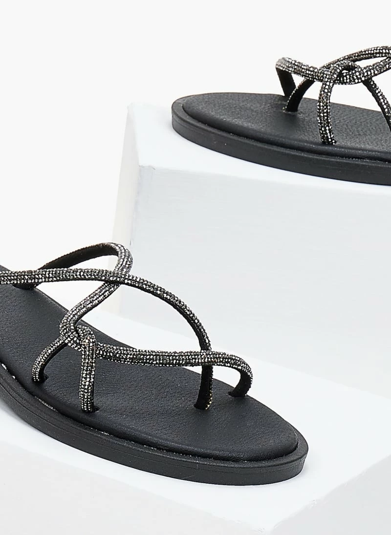 Δερμάτινα σανδάλια Estil με Strass λουράκια - Μαύρο 7 Δερμάτινα σανδάλια Estil με Strass λουράκια - Μαύρο - Image 5