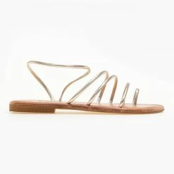 IRIS Σανδάλια δερμάτινα με λεπτά λουράκια - Χρυσό -Σανδάλια κατάστημα dermatina sandalia me lepta lourakia 90599 58rr
