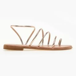 IRIS Σανδάλια δερμάτινα με λεπτά λουράκια - Χαλκός -Σανδάλια κατάστημα dermatina sandalia me lepta lourakia 90600 03tp