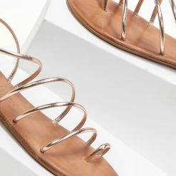 IRIS Σανδάλια δερμάτινα με λεπτά λουράκια - Χαλκός -Σανδάλια κατάστημα dermatina sandalia me lepta lourakia 90600 p26z