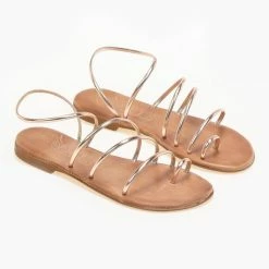 IRIS Σανδάλια δερμάτινα με λεπτά λουράκια - Χαλκός -Σανδάλια κατάστημα dermatina sandalia me lepta lourakia 90600 rgiu