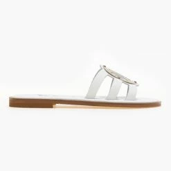 IRIS Σανδάλια δερμάτινα με στρογγυλή αγκράφα - Λευκό -Σανδάλια κατάστημα dermatina sandalia me strogguli agkrafa 90668 63vx