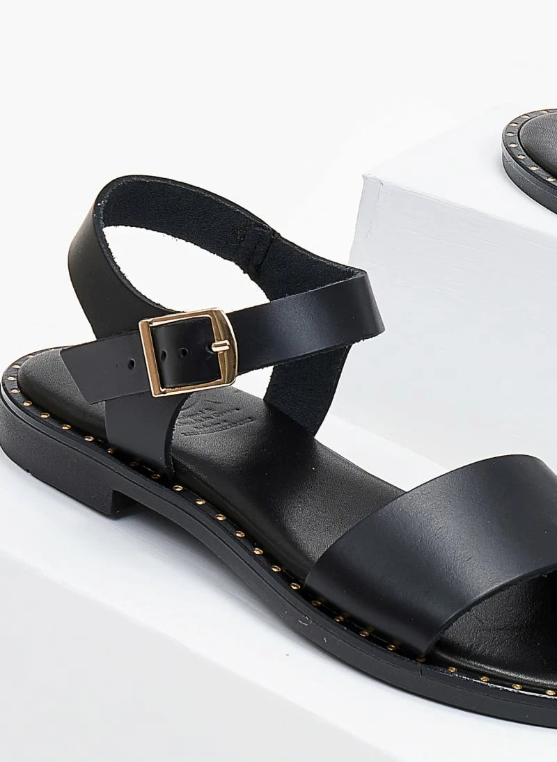 Πέδιλα δερμάτινα TFP με φάσα - Μαύρο 4 Πέδιλα δερμάτινα TFP με φάσα - Μαύρο - Image 2