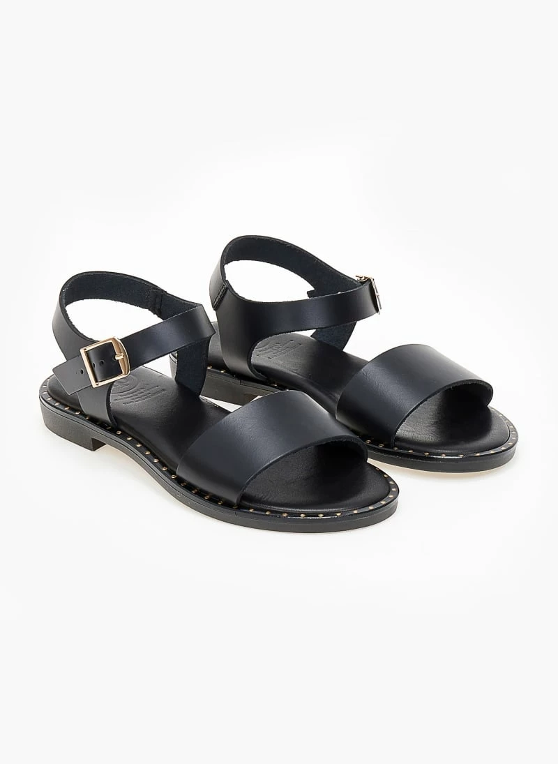 Πέδιλα δερμάτινα TFP με φάσα - Μαύρο 5 Πέδιλα δερμάτινα TFP με φάσα - Μαύρο - Image 3