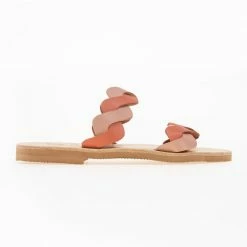 IRIS Σανδάλια δερμάτινα με Wavy φάσες - Κοραλί -Σανδάλια κατάστημα dixrwma dermatina sandalia me wavy fases 77345 j1kj