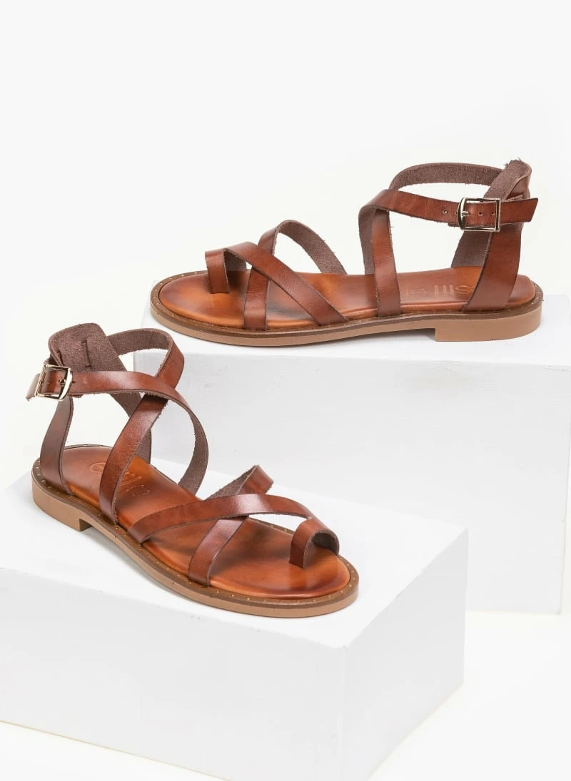 Πέδιλα δερμάτινα Tfp φλατ με δέσιμο στο πλάι - Ταμπά 7 Πέδιλα δερμάτινα Tfp φλατ με δέσιμο στο πλάι - Ταμπά - Image 5