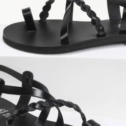 Πέδιλα δερμάτινα φλατ Estil με λεπτά λουράκια - Μαύρο 8 Πέδιλα δερμάτινα φλατ Estil με λεπτά λουράκια - Μαύρο -Σανδάλια κατάστημα estil dermatina flat pedila me lepta lourakia 91219 03sx