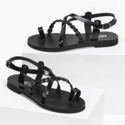 Πέδιλα δερμάτινα φλατ Estil με λεπτά λουράκια - Μαύρο 7 Πέδιλα δερμάτινα φλατ Estil με λεπτά λουράκια - Μαύρο -Σανδάλια κατάστημα estil dermatina flat pedila me lepta lourakia 91219 jsz7