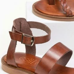 Πέδιλα Estil δερμάτινα με μπαρέτα - Ταμπά 8 Πέδιλα Estil δερμάτινα με μπαρέτα - Ταμπά -Σανδάλια κατάστημα estil dermatina flat pedila me mpareta 91446 kkkz