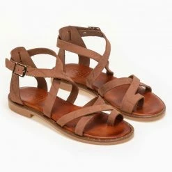 Πέδιλα δερμάτινα Estil φλατ με χιαστί λουράκια - Ταμπά 12 Πέδιλα δερμάτινα Estil φλατ με χιαστί λουράκια - Ταμπά -Σανδάλια κατάστημα estil dermatina flat pedila me xiasti lourakia 91157 27rx