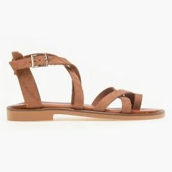 Πέδιλα δερμάτινα Estil φλατ με χιαστί λουράκια - Ταμπά 13 Πέδιλα δερμάτινα Estil φλατ με χιαστί λουράκια - Ταμπά -Σανδάλια κατάστημα estil dermatina flat pedila me xiasti lourakia 91157 5s66