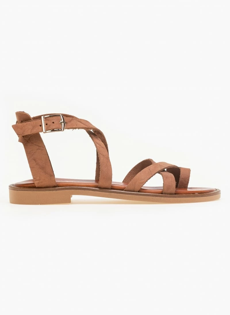 Πέδιλα δερμάτινα Estil φλατ με χιαστί λουράκια - Ταμπά 8 Πέδιλα δερμάτινα Estil φλατ με χιαστί λουράκια - Ταμπά - Image 6