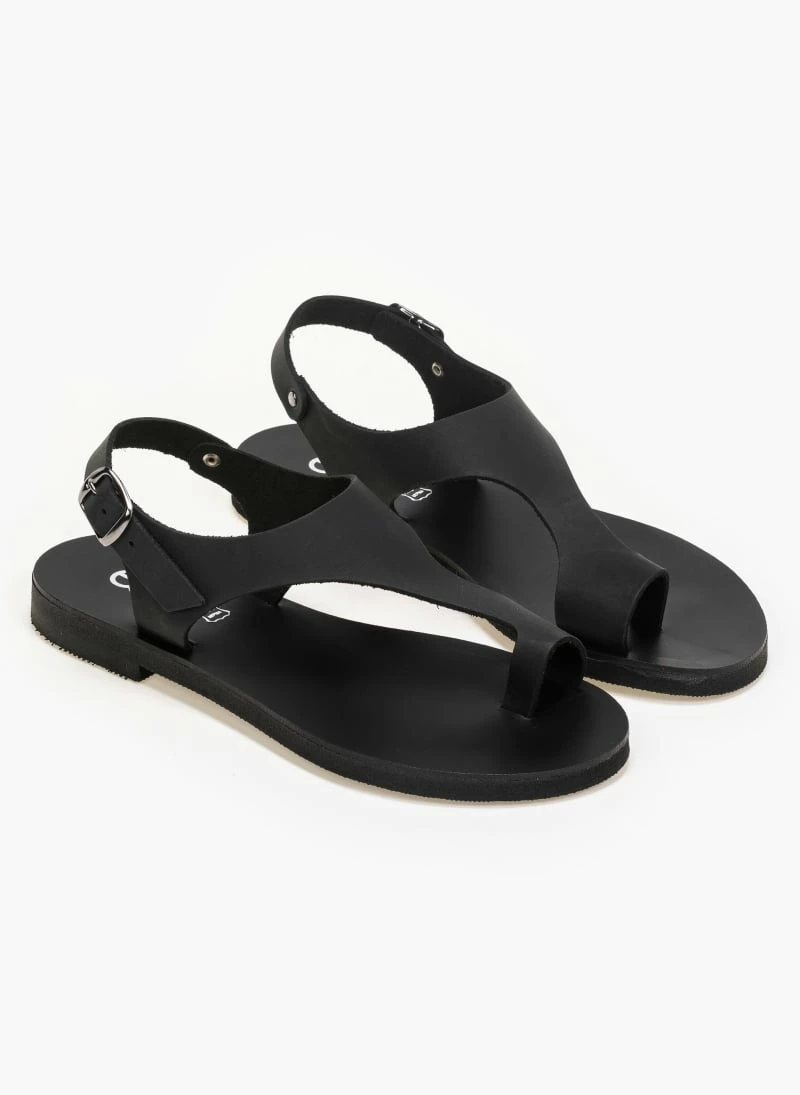 Πέδιλα Estil δερμάτινα ίσια - Μαύρο 5 Πέδιλα Estil δερμάτινα ίσια - Μαύρο - Image 3