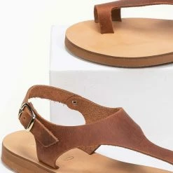 Πέδιλα Estil δερμάτινα ίσια - Ταμπά 7 Πέδιλα Estil δερμάτινα ίσια - Ταμπά -Σανδάλια κατάστημα estil dermatina isia pedila 91388 38w7