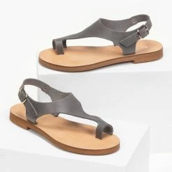 Πέδιλα Estil δερμάτινα ίσια - Γκρι 7 Πέδιλα Estil δερμάτινα ίσια - Γκρι -Σανδάλια κατάστημα estil dermatina isia pedila 91390 od75