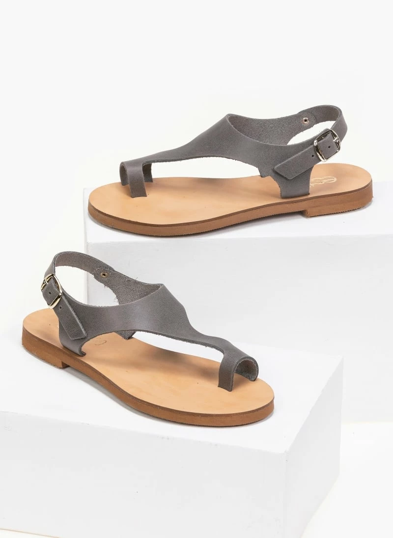 Πέδιλα Estil δερμάτινα ίσια - Γκρι 4 Πέδιλα Estil δερμάτινα ίσια - Γκρι - Image 2