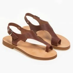 Πέδιλα Estil δερμάτινα ίσια - Καφέ 8 Πέδιλα Estil δερμάτινα ίσια - Καφέ -Σανδάλια κατάστημα estil dermatina isia pedila 91391 5025