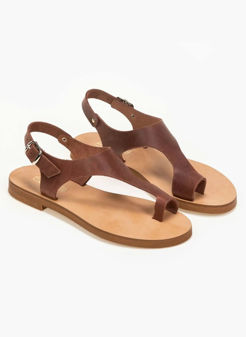 Πέδιλα Estil δερμάτινα ίσια - Καφέ 5 Πέδιλα Estil δερμάτινα ίσια - Καφέ - Image 3