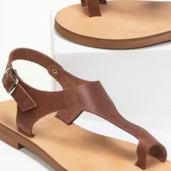 Πέδιλα Estil δερμάτινα ίσια - Καφέ 7 Πέδιλα Estil δερμάτινα ίσια - Καφέ -Σανδάλια κατάστημα estil dermatina isia pedila 91391 6czk