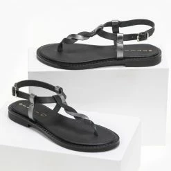 Πέδιλα Estil δερμάτινα ίσια με διχρωμία - Μαύρο/Ατσαλί 7 Πέδιλα Estil δερμάτινα ίσια με διχρωμία - Μαύρο/Ατσαλί -Σανδάλια κατάστημα estil dermatina isia pedila me dixrwmia 90162 a17t