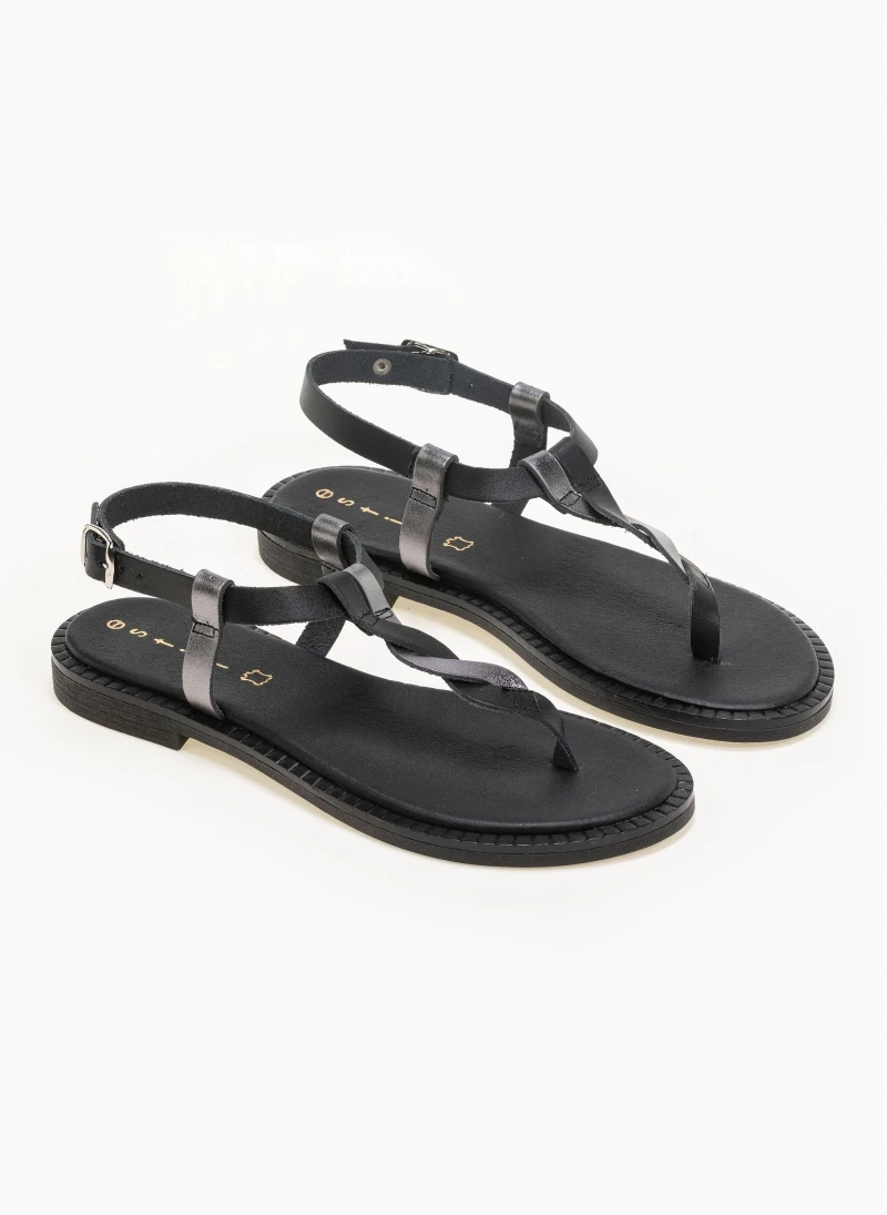 Πέδιλα Estil δερμάτινα ίσια με διχρωμία - Μαύρο/Ατσαλί 3 Πέδιλα Estil δερμάτινα ίσια με διχρωμία - Μαύρο/Ατσαλί