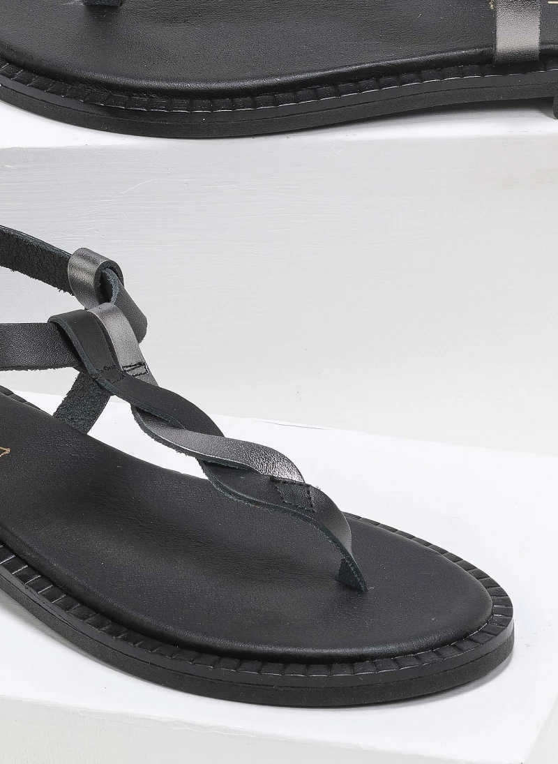 Πέδιλα Estil δερμάτινα ίσια με διχρωμία - Μαύρο/Ατσαλί 5 Πέδιλα Estil δερμάτινα ίσια με διχρωμία - Μαύρο/Ατσαλί - Image 3