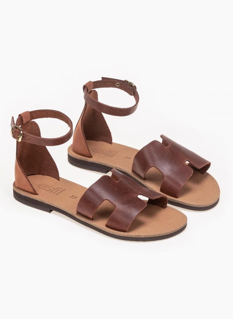 Πέδιλα Estil δερμάτινα ίσια με κλειστή φτέρνα - Ταμπά 5 Πέδιλα Estil δερμάτινα ίσια με κλειστή φτέρνα - Ταμπά - Image 3