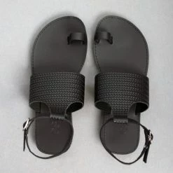 Δερμάτινα Estil ίσια πέδιλα με μπαρέτα - Μαύρο -Σανδάλια κατάστημα estil dermatina isia pedila me mpareta 93555 v1e8